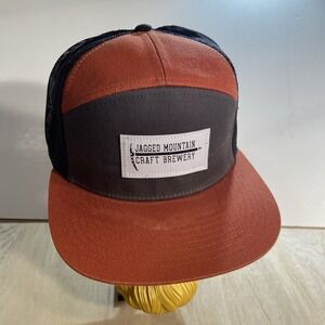 Jagged Mountain Craft Brewery Hat Cap Burnt Oran Strap Back Mesh‎